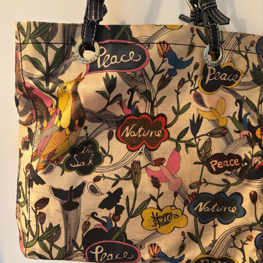 Saks Roots coated canvas tote